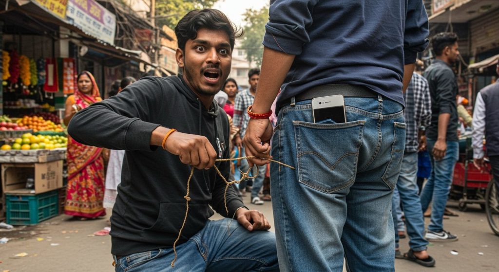 Pickpockets attempted to steal a mobile phone, but this desi jugaad taught them such a lesson that the video went viral!