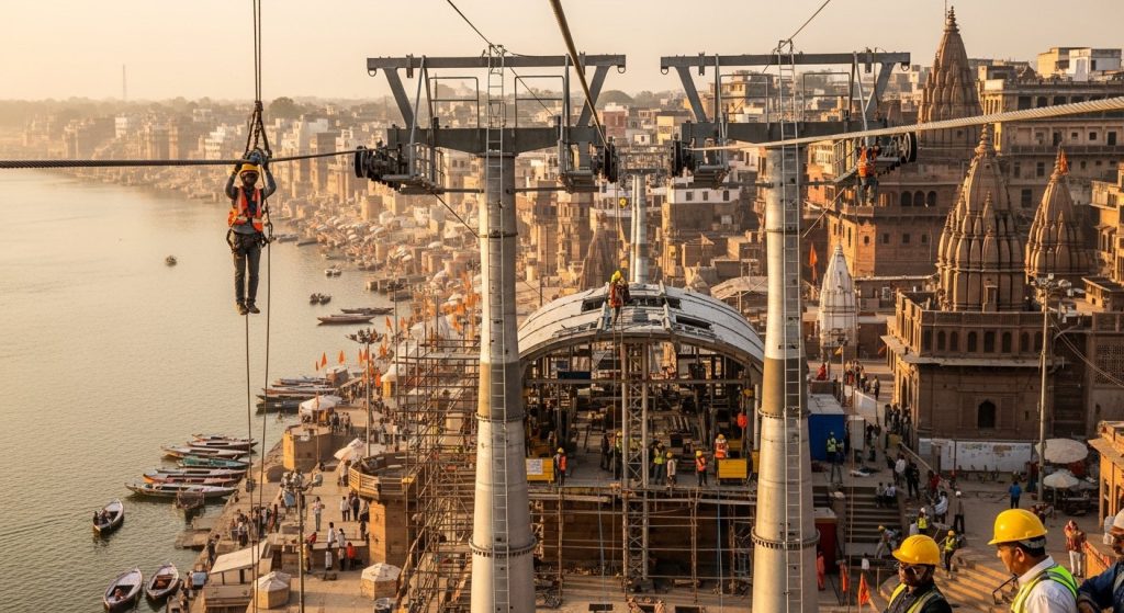 Varanasi Ropeway: No More Waiting! Rope to be Laid Soon on Rath Yatra to Girijaghar Route; Work Picks Up Pace at All 5 Stations.