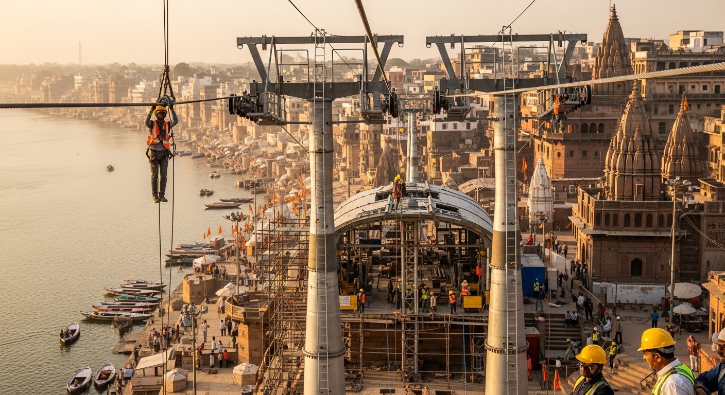 वाराणसी रोपवे: अब नहीं होगा इंतजार! रथयात्रा से गिरिजाघर रूट पर जल्द डलेगी रोप, सभी 5 स्टेशनों पर काम ने पकड़ी रफ्तार
