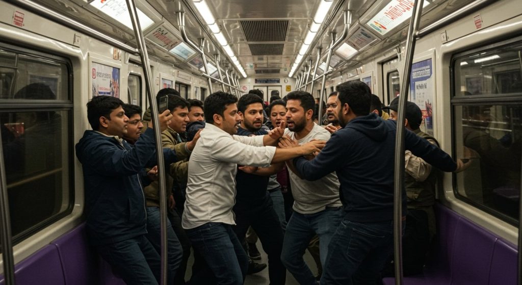 Another Ruckus in Delhi Metro: A Minor Argument Escalated to a Physical Fight; Video Goes Viral!