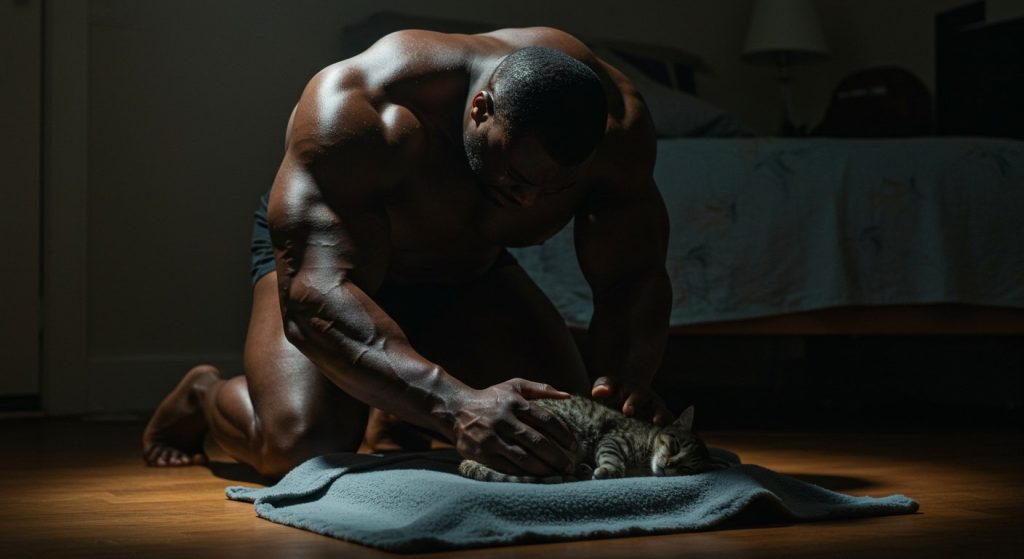 11-time bodybuilding champion devastated after pet cat's death.