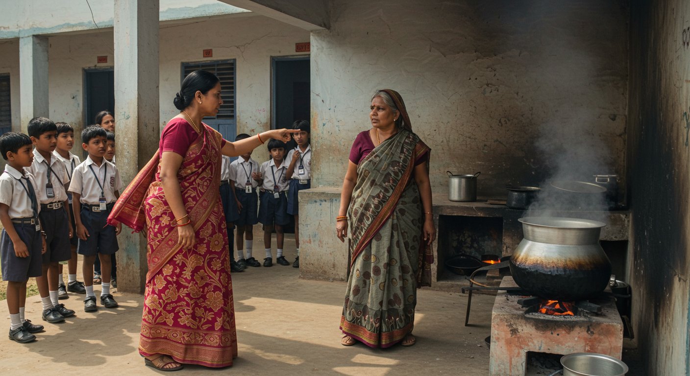 उन्नाव: मिड-डे मील पर रसोइये से भिड़ी शिक्षिका निलंबित, वीडियो वायरल होने पर हुई बड़ी कार्रवाई
