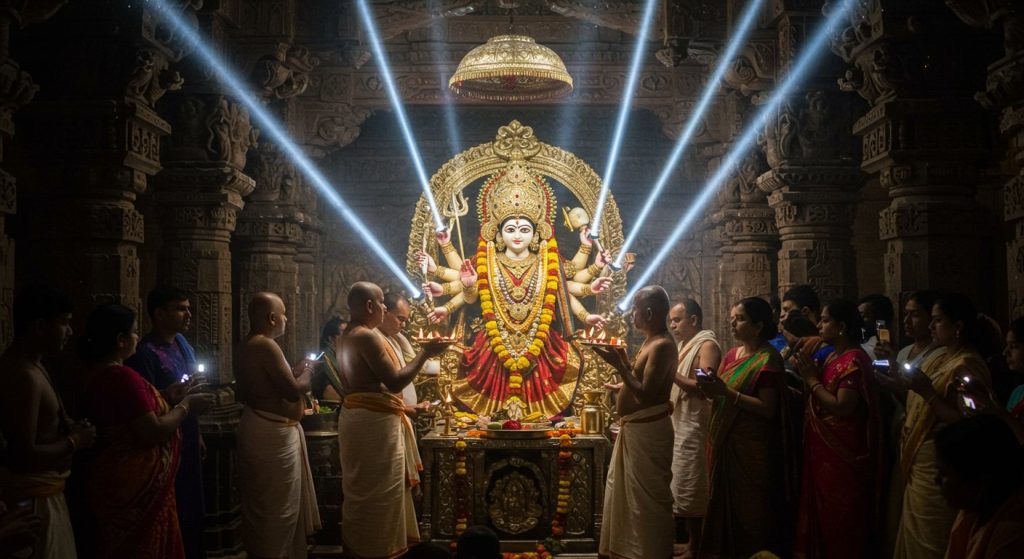15-hour blackout at Vindhyadham: Maa Vindhyavasini's Shayan and Mangala Aarti performed by mobile phone light, huge outrage among devotees.