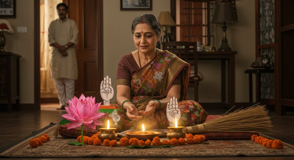 Husband alleges: Wife's true love is not for me, but for electoral symbols like 'Lotus, Hand, and Broom'!