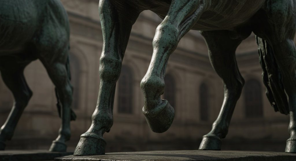 A profound secret is hidden in the legs of the horse statue, every leg tells a different story!